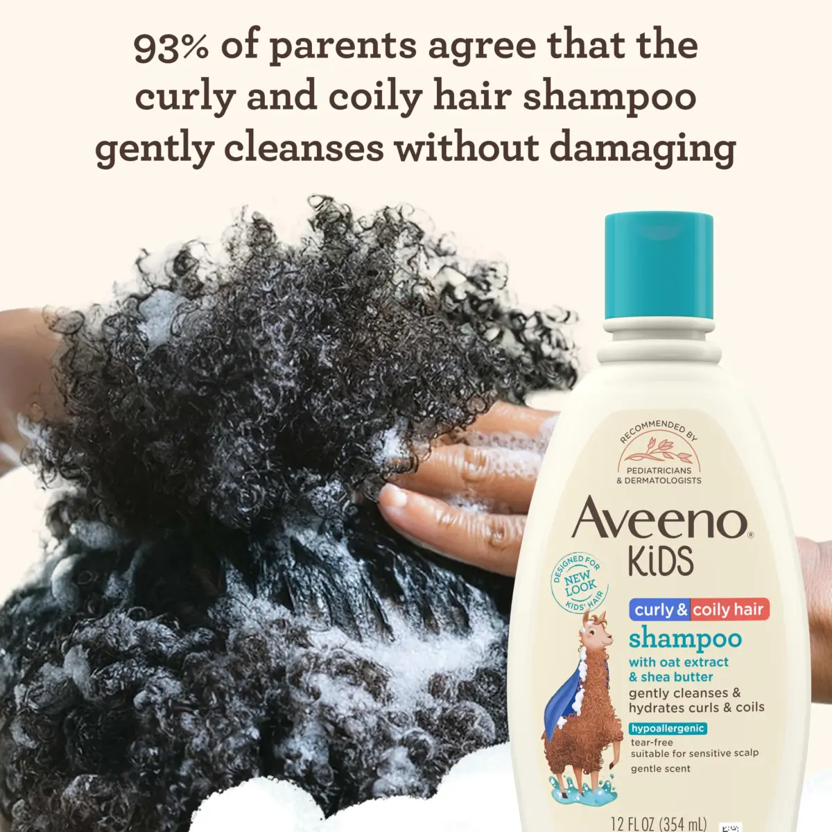 Aveeno Kids Curly & Coily Hair Shampoo 355ml (12 fl. oz) | Gentle Cleansing for Type 3 & 4 Hair - view 3