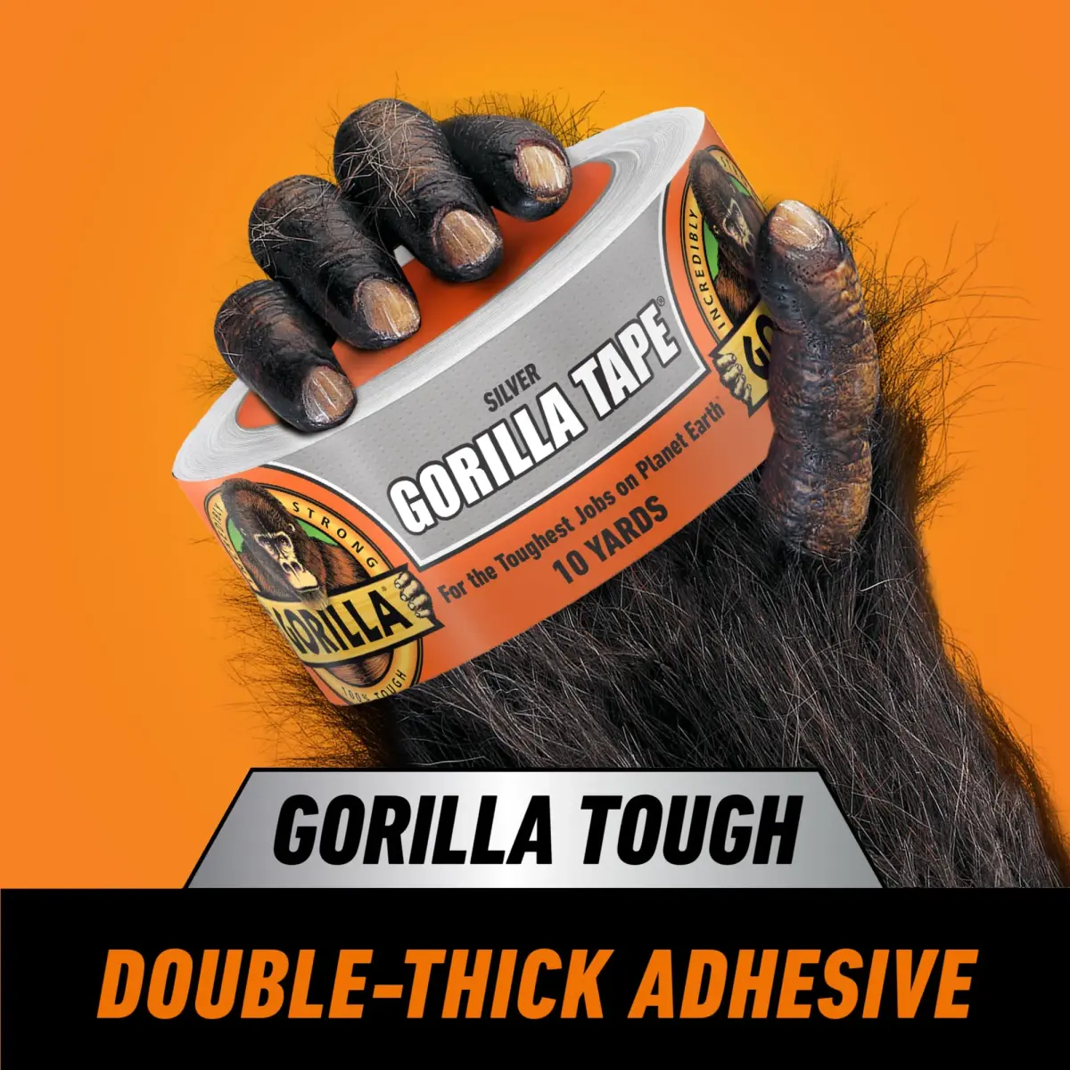 Gorilla Heavy Duty Duct Tape Silver 1.88 in x 10 yd | Sticks to Wood Stone Metal Brick - view 2