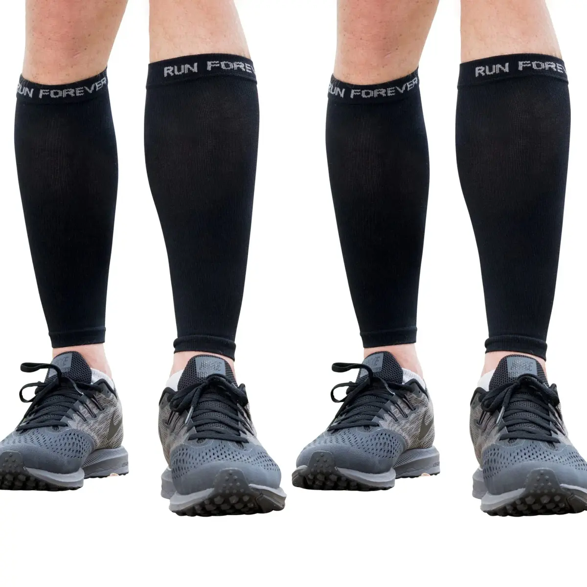 Run Forever 2-Pair Black Calf Compression Sleeve X-Large | 20-30mmHg Graduated Compression for Pain Relief & Recovery - main product image