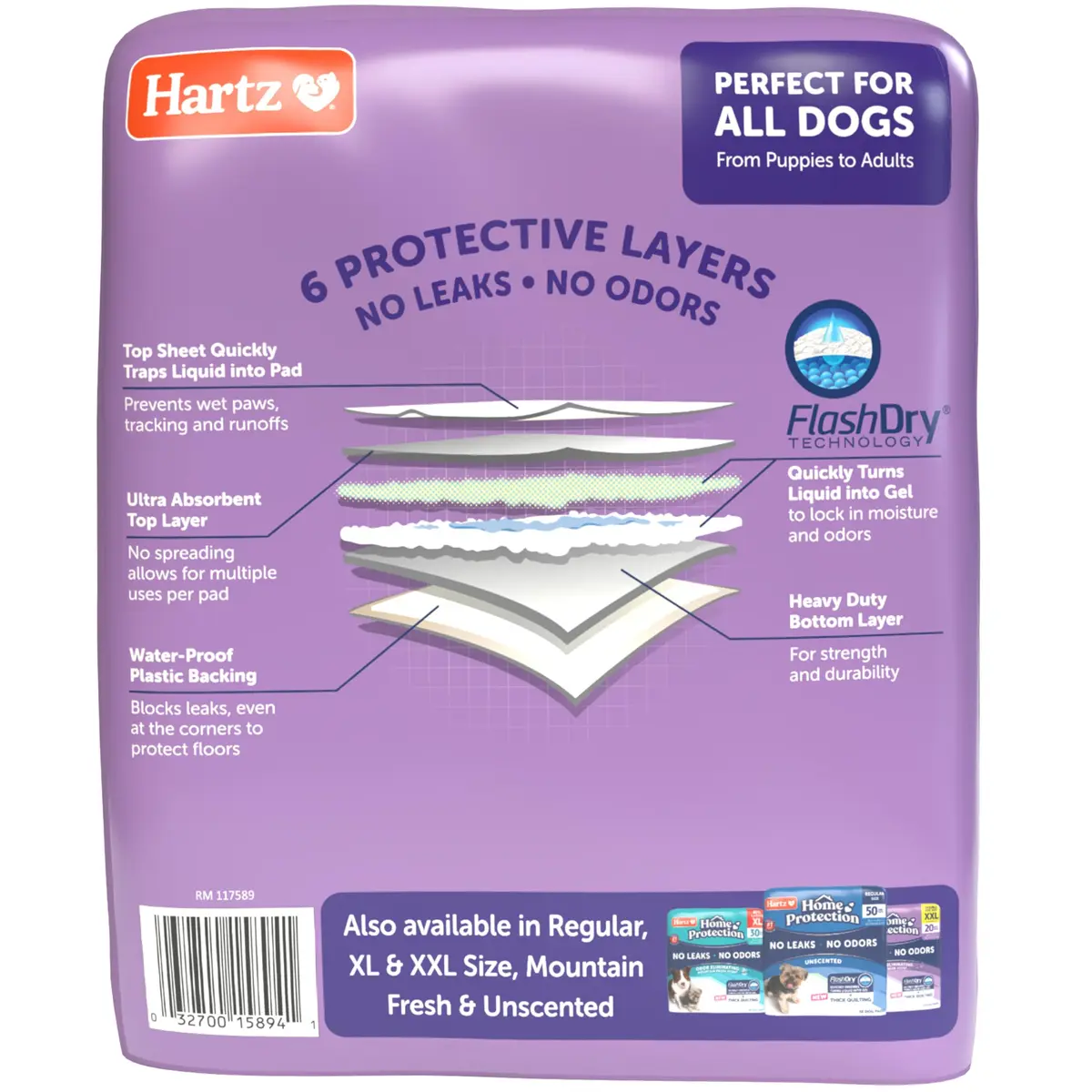 Hartz Dog Pads 3XL | Super Absorbent Odor Eliminating Lavender Scented No Leak (36 x 36 in, 14 Count) - view 9