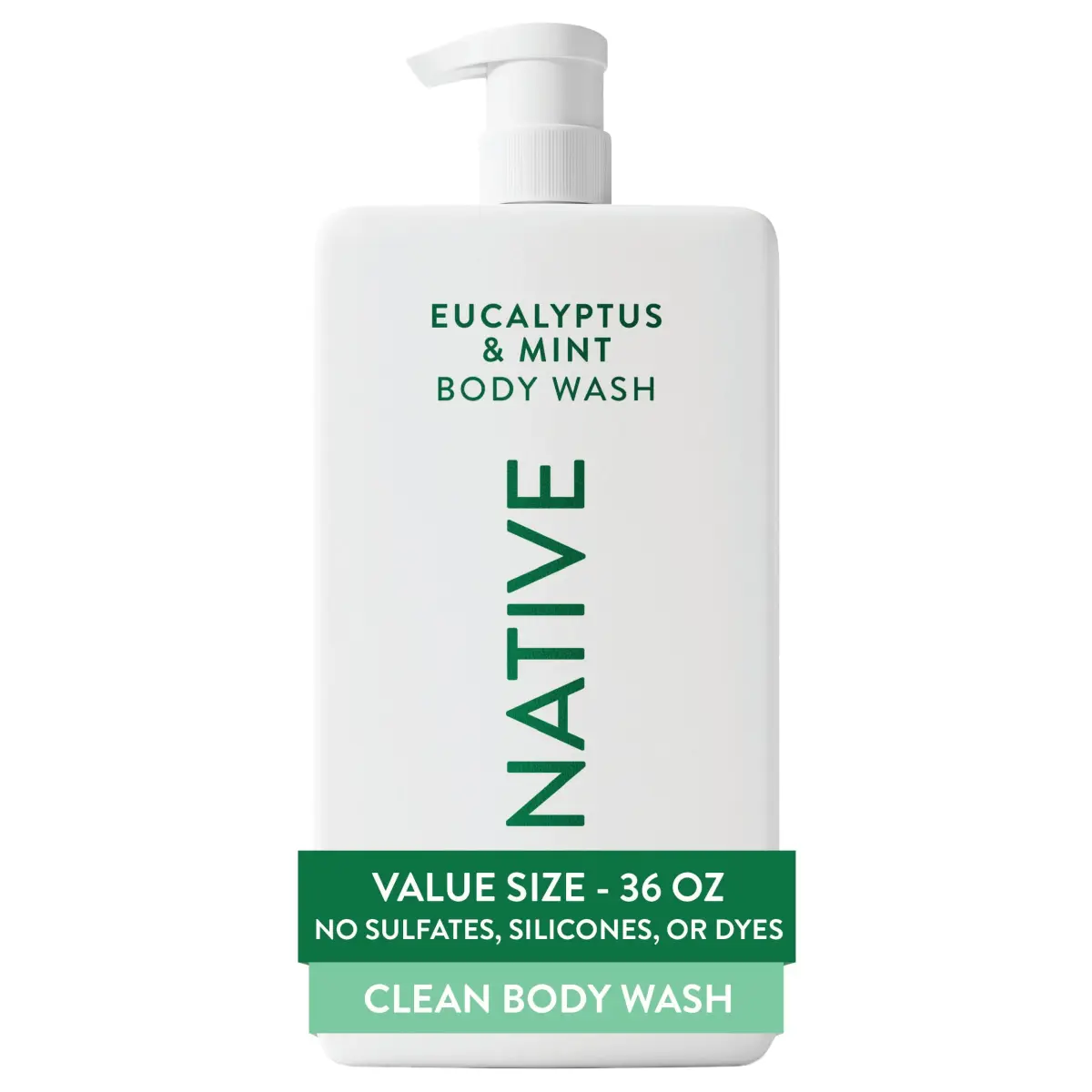 Native Body Wash for Women & Men, Eucalyptus & Mint, 1.02kg (36 oz) Pump Bottle | Sulfate-Free & Gentle - main product image