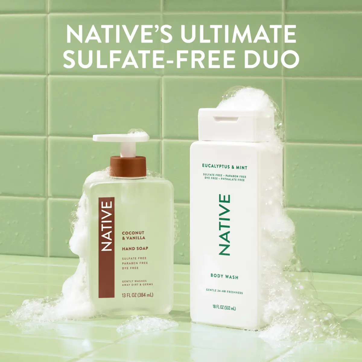 Native Body Wash for Women & Men, Eucalyptus & Mint, 1.02kg (36 oz) Pump Bottle | Sulfate-Free & Gentle - view 9