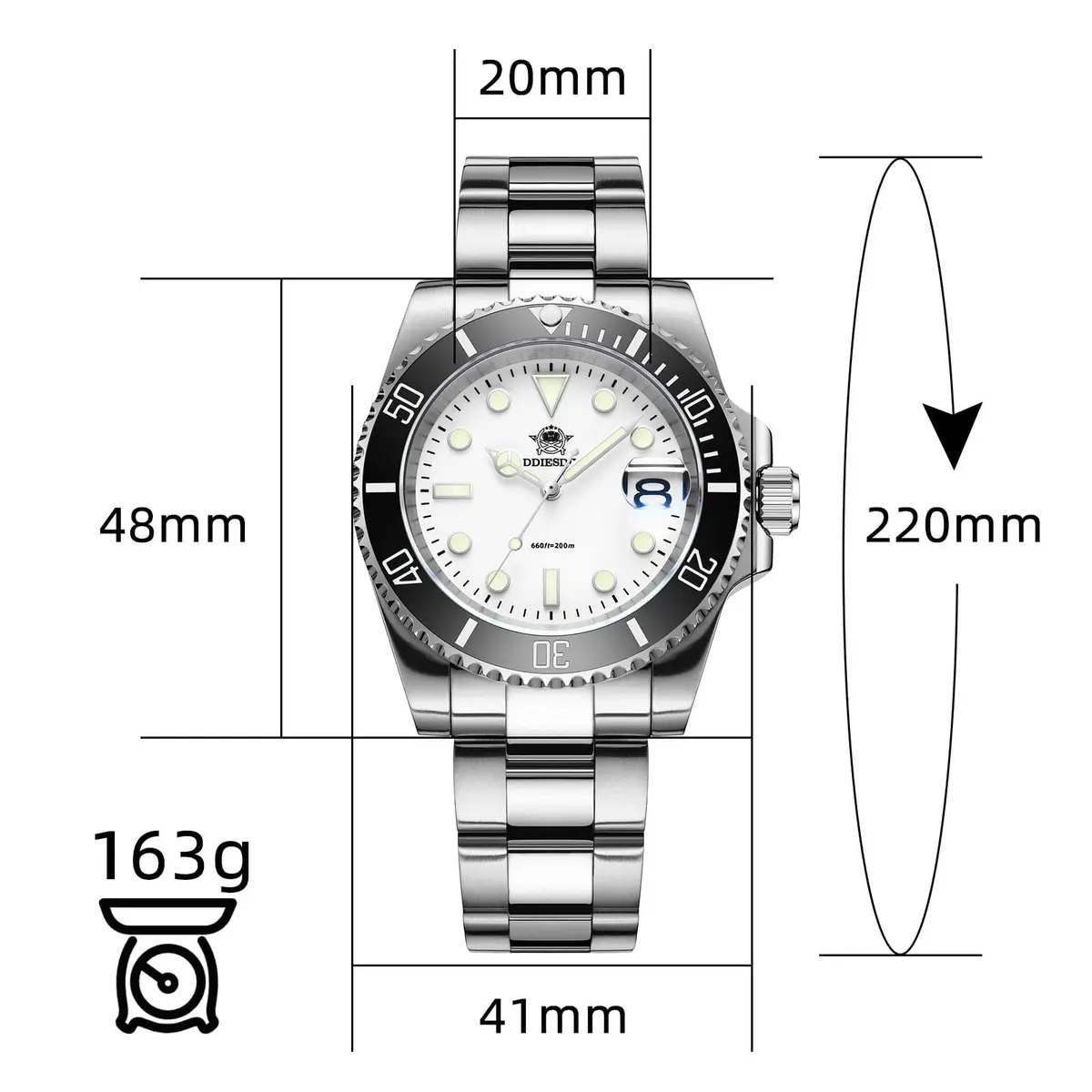 ADDIESDIVE Quartz Dive Watch for Men 41mm (1.61 in) | 200M Water Resistant Analog Stainless Steel - view 2