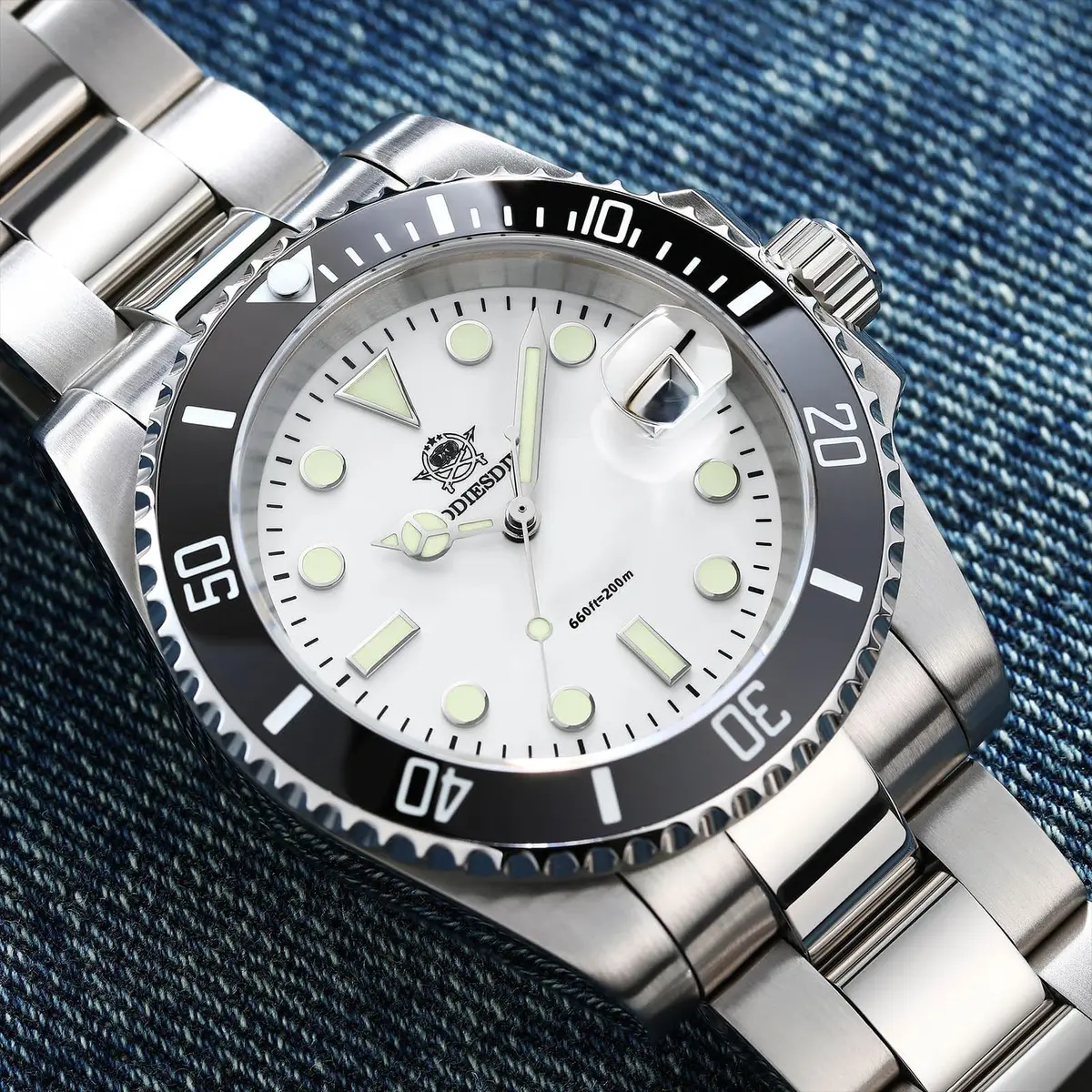 ADDIESDIVE Quartz Dive Watch for Men 41mm (1.61 in) | 200M Water Resistant Analog Stainless Steel - view 3