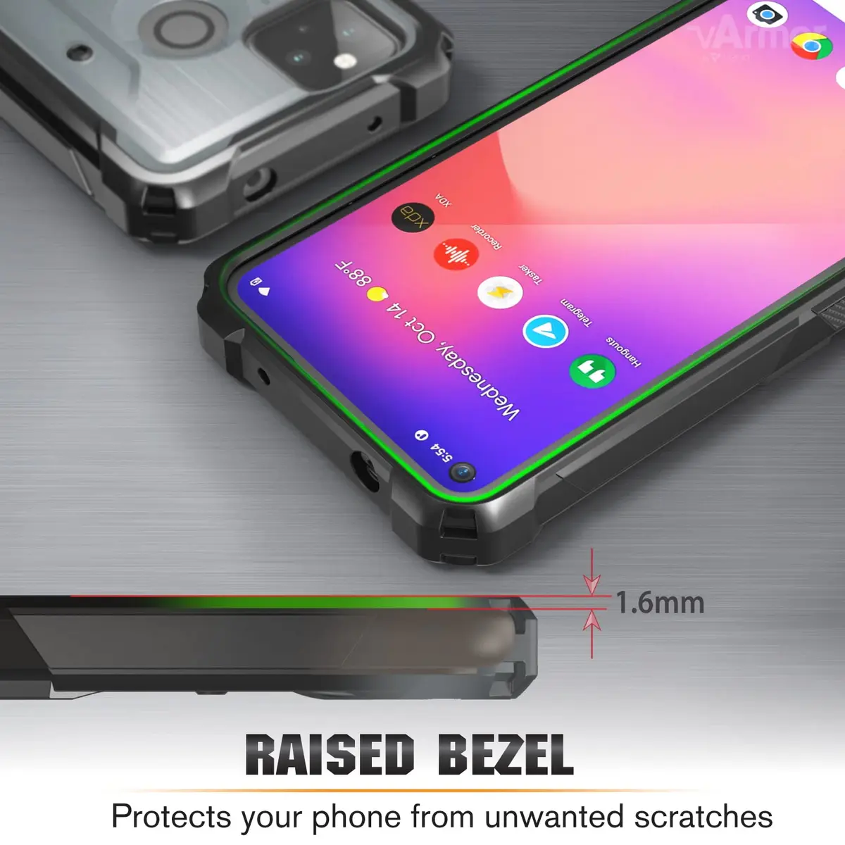 VENA vArmor Rugged Case for Google Pixel 5A 5G | Military Drop Protection, Space Gray - view 6