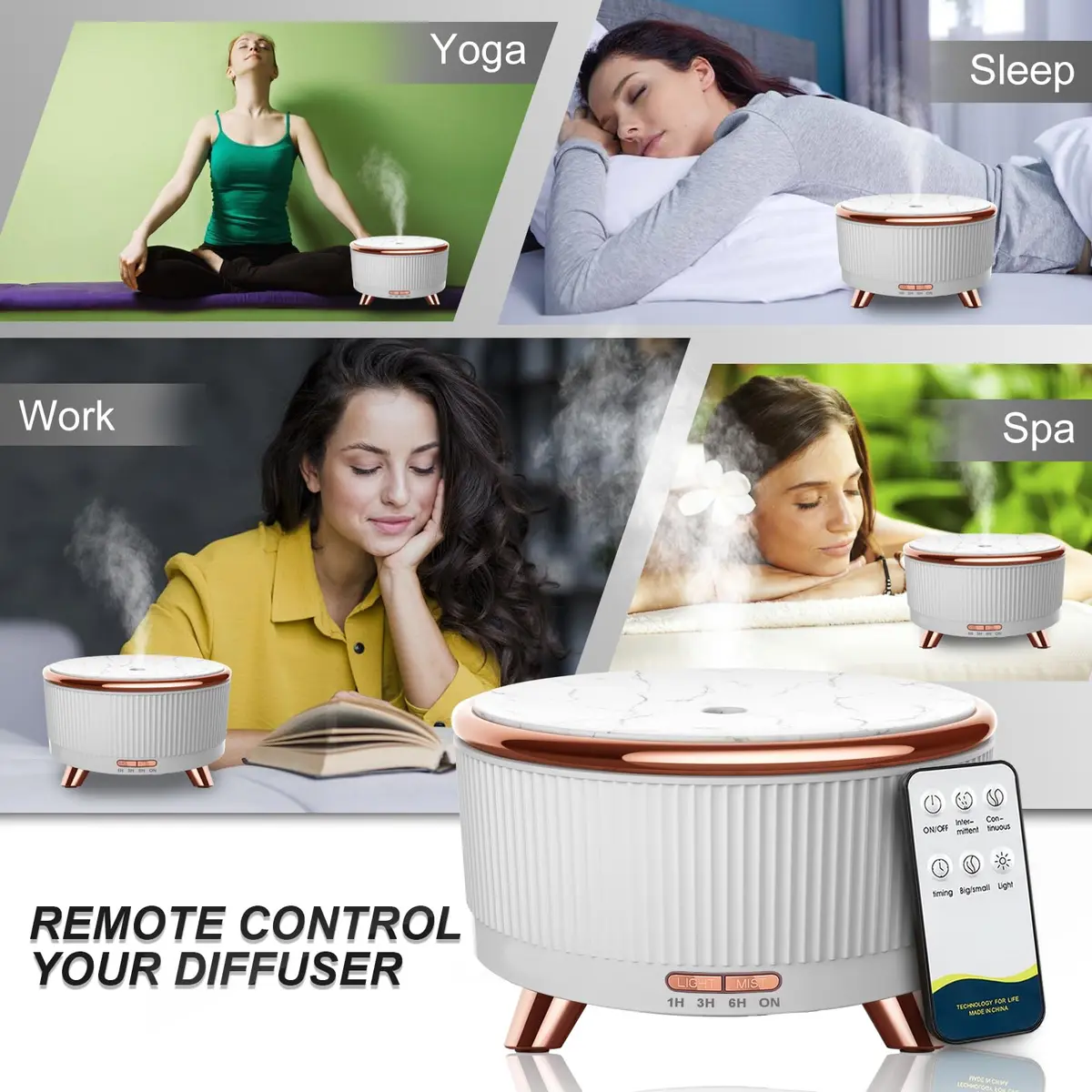 Jpord Large Room Essential Oil Diffuser 500ml (16.9 Fl Oz) | Ultrasonic Cool Mist Humidifier with Remote & Timer - view 5