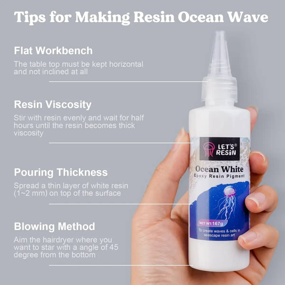 LET'S RESIN Ocean White Epoxy Resin Pigment 167g (5.89oz) | Creates Cells & Lacing for Ocean Art - view 7