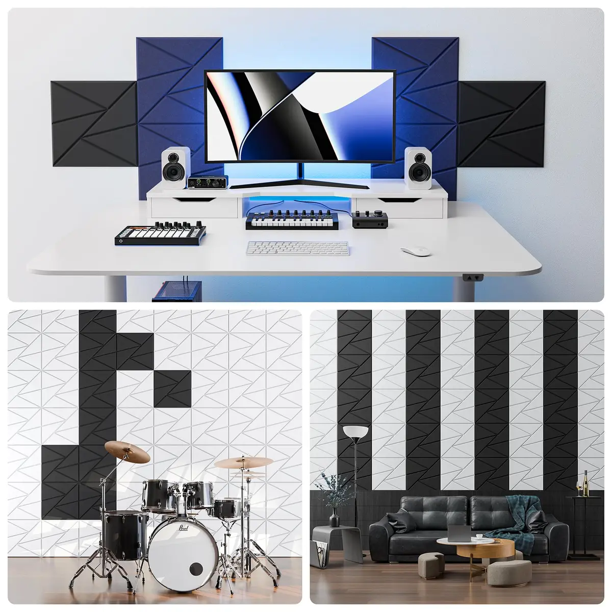 ROOME Acoustic Foam Panels 12"x 12"x 0.4" | Soundproof Wall Panels for Studio & Office - view 4