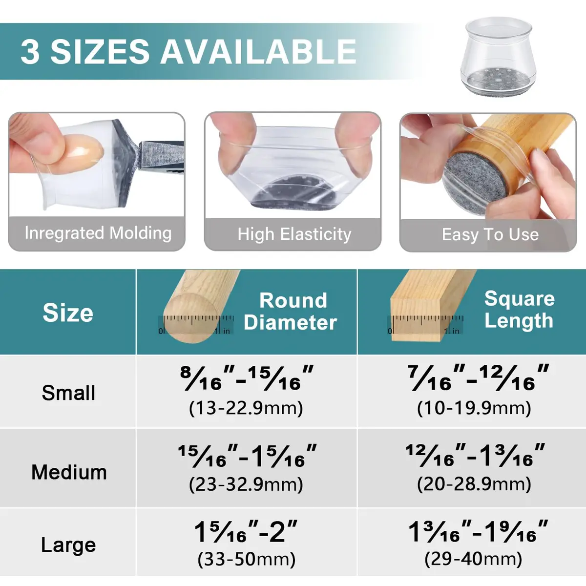 Ansible 24 Pcs Chair Leg Floor Protectors Round | Silicone Felt Pads for Hardwood Floors - view 4