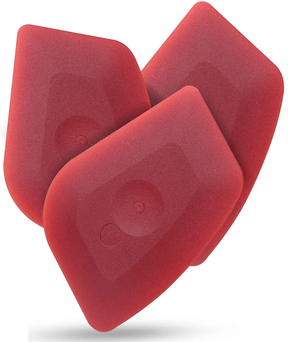 Azureblue Pan Scraper 3 Pcs | Heavy Duty Cast Iron & Plastic Kitchen Tool, Red - main product image