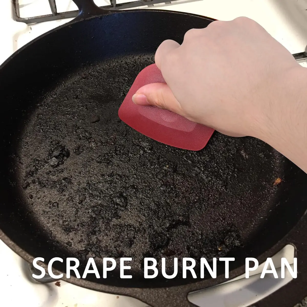 Azureblue Pan Scraper 3 Pcs | Heavy Duty Cast Iron & Plastic Kitchen Tool, Red - view 2