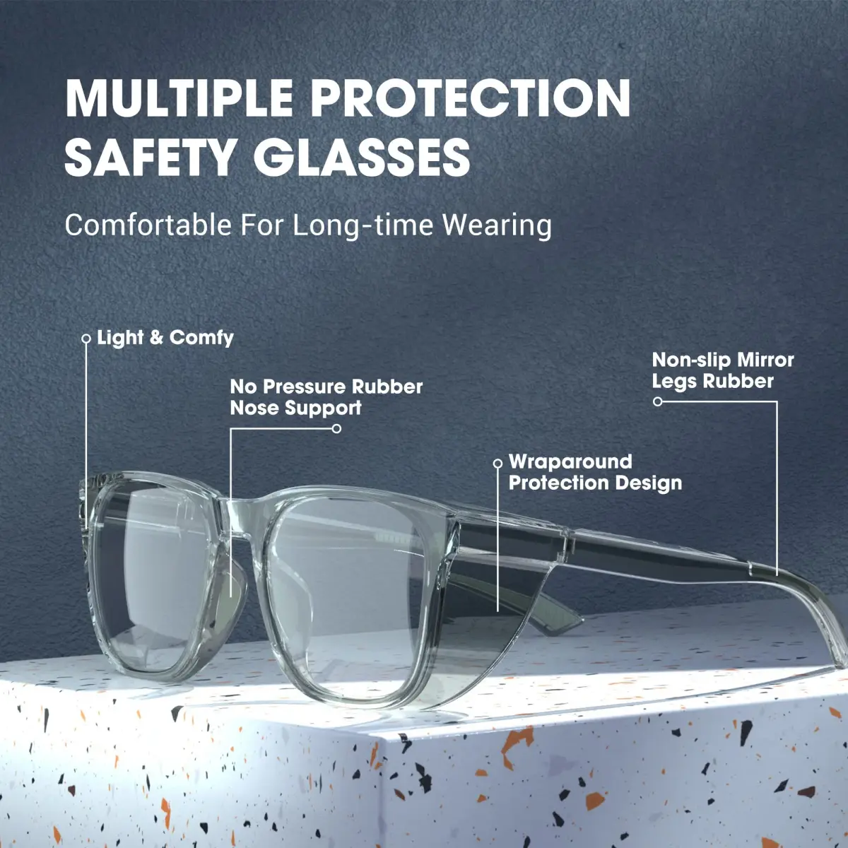 TOREGE Clear Safety Glasses Anti-Fog, Anti-Blue Light, Scratch Resistant | 30g Lightweight Protective Eyewear - view 4