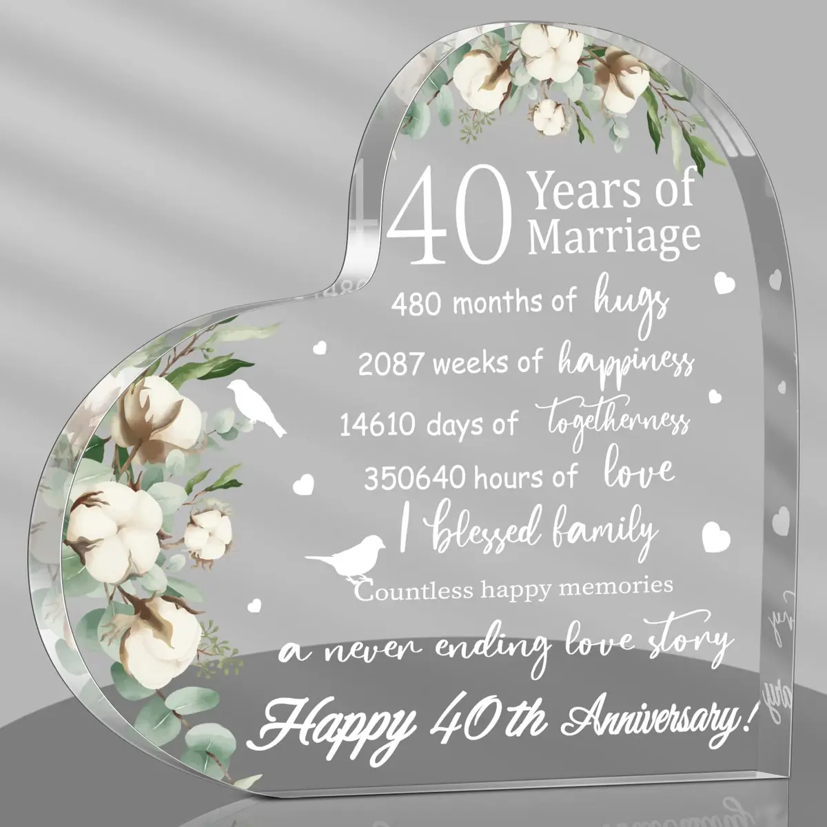Yulejo Heart Shaped Acrylic Keepsake 15.1cm (5.9in) | Romantic Anniversary Gift for Wife Husband - main product image
