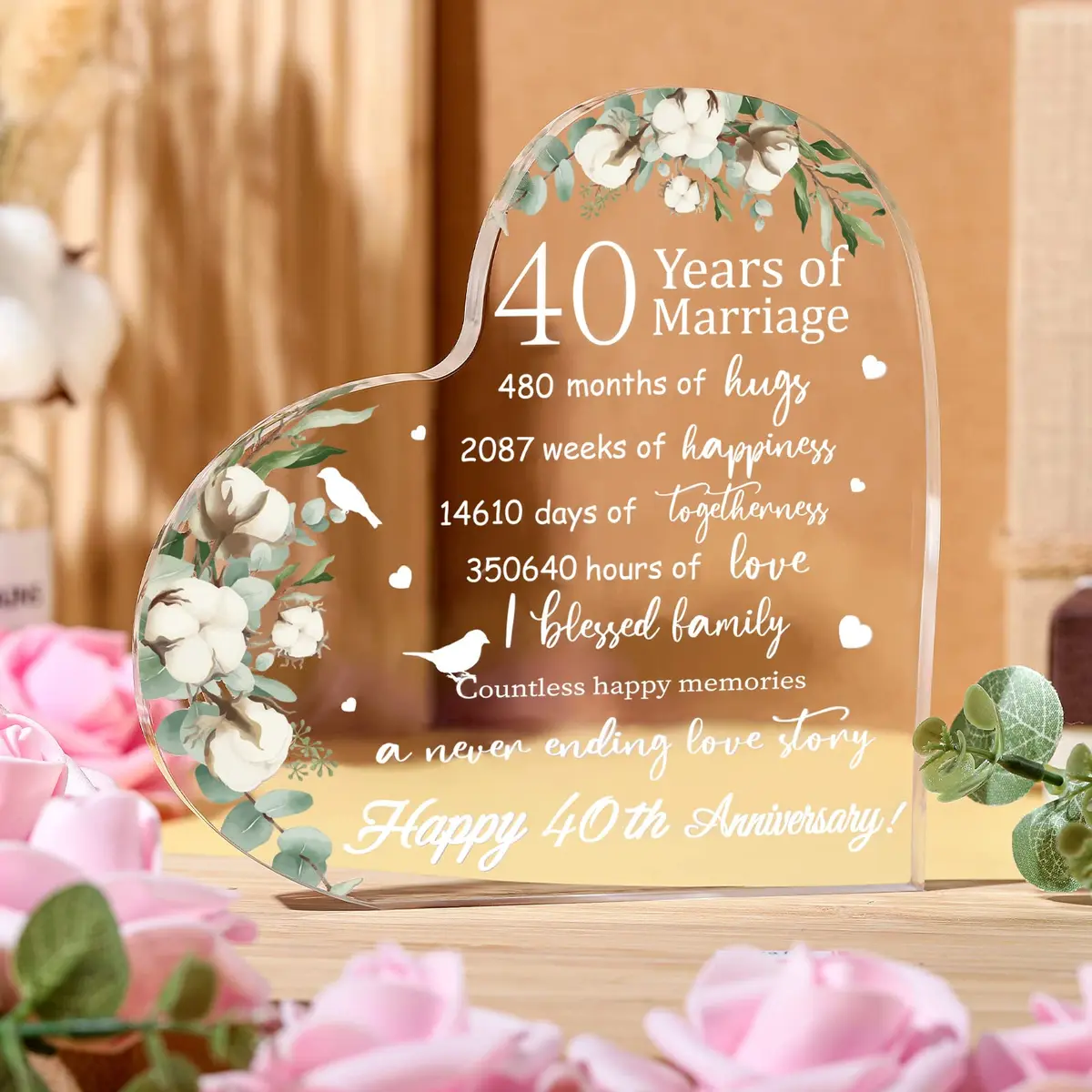 Yulejo Heart Shaped Acrylic Keepsake 15.1cm (5.9in) | Romantic Anniversary Gift for Wife Husband - view 7