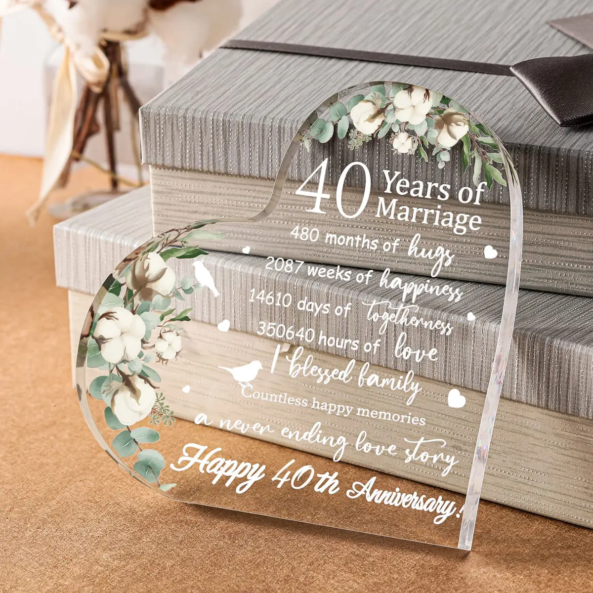 Yulejo Heart Shaped Acrylic Keepsake 15.1cm (5.9in) | Romantic Anniversary Gift for Wife Husband - view 2