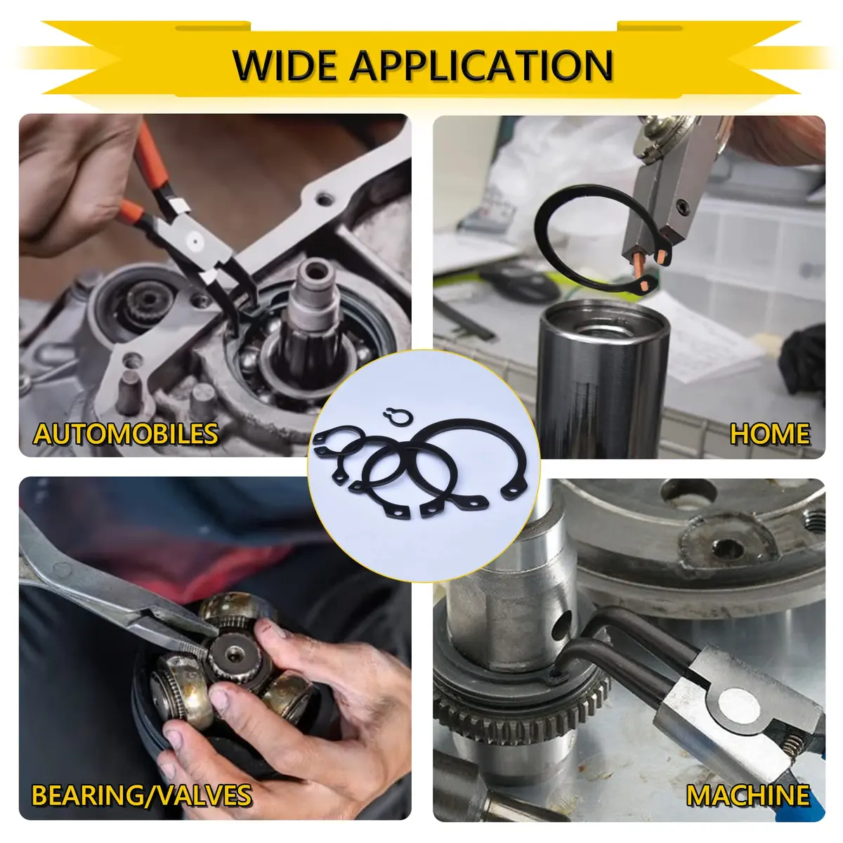 IEAWISL 325 PCS External Snap Rings M4-M28 | Black Alloy Steel Circlips for Axles & Shafts - view 7