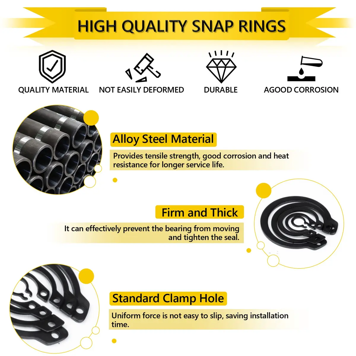 IEAWISL 325 PCS External Snap Rings M4-M28 | Black Alloy Steel Circlips for Axles & Shafts - view 3