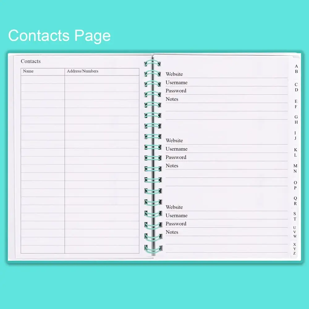 Nokingo Spiral Password Book with Alphabetical Tabs - 7 x 5 Inch | Organize Internet Logins - view 3