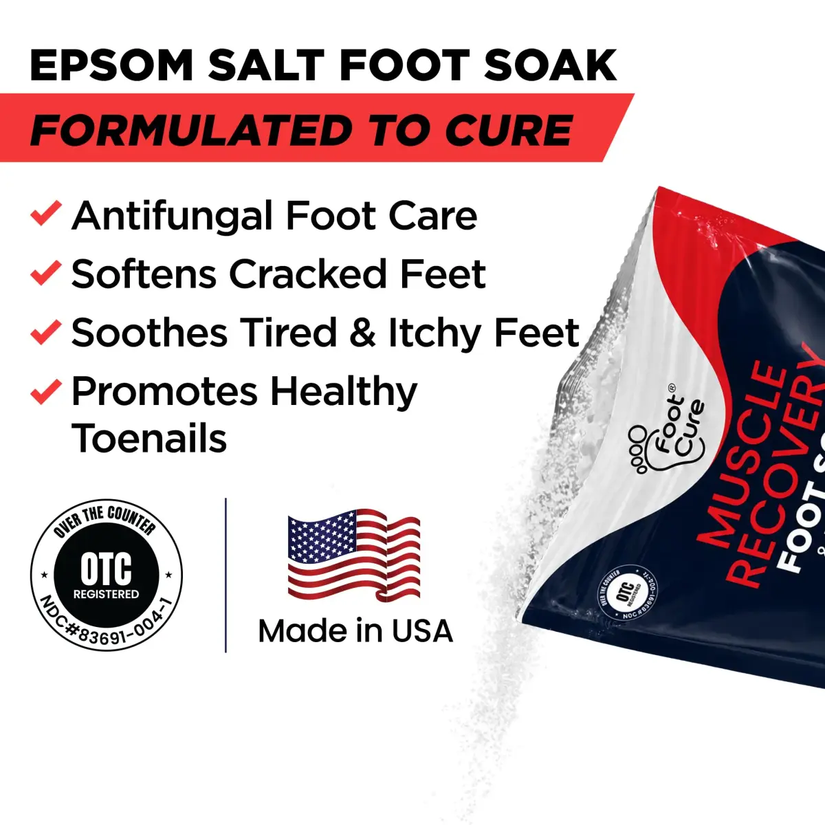 FOOT CURE Muscle Recovery Foot Soak with Epsom Salt, Post Workout, Deep Relaxation - 946ml (32 Fl Oz) | Natural Ingredients for Tired Feet - view 2