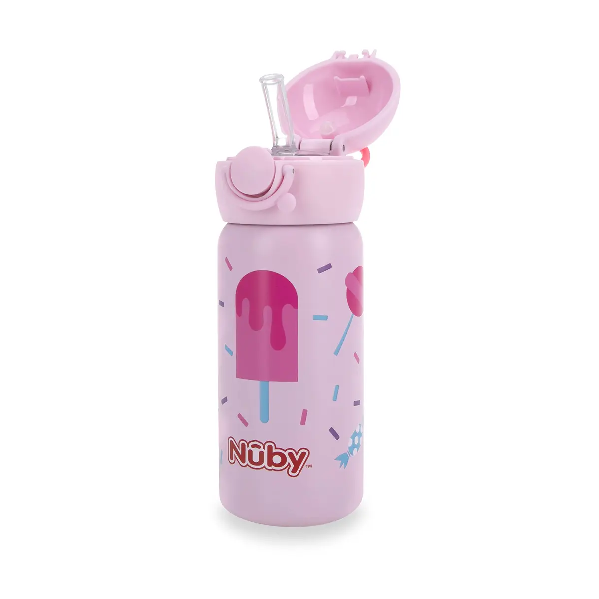Nuby Thirsty Kids Stainless Steel 14 oz | Leak-Proof, Insulated Toddler Water Bottle - main product image