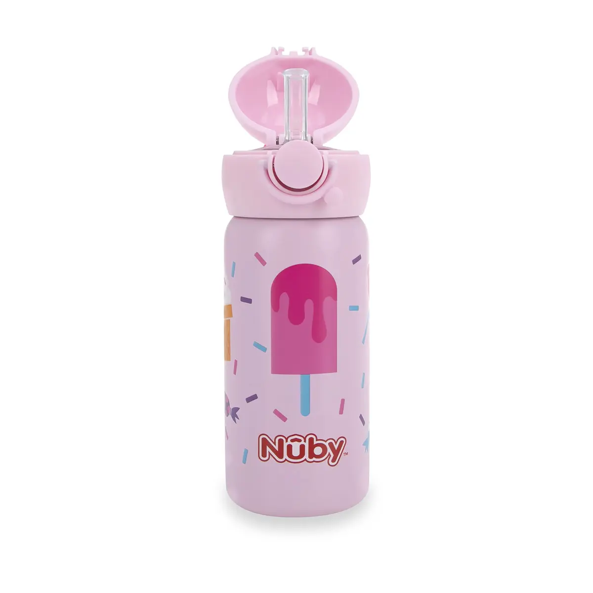 Nuby Thirsty Kids Stainless Steel 14 oz | Leak-Proof, Insulated Toddler Water Bottle - view 5