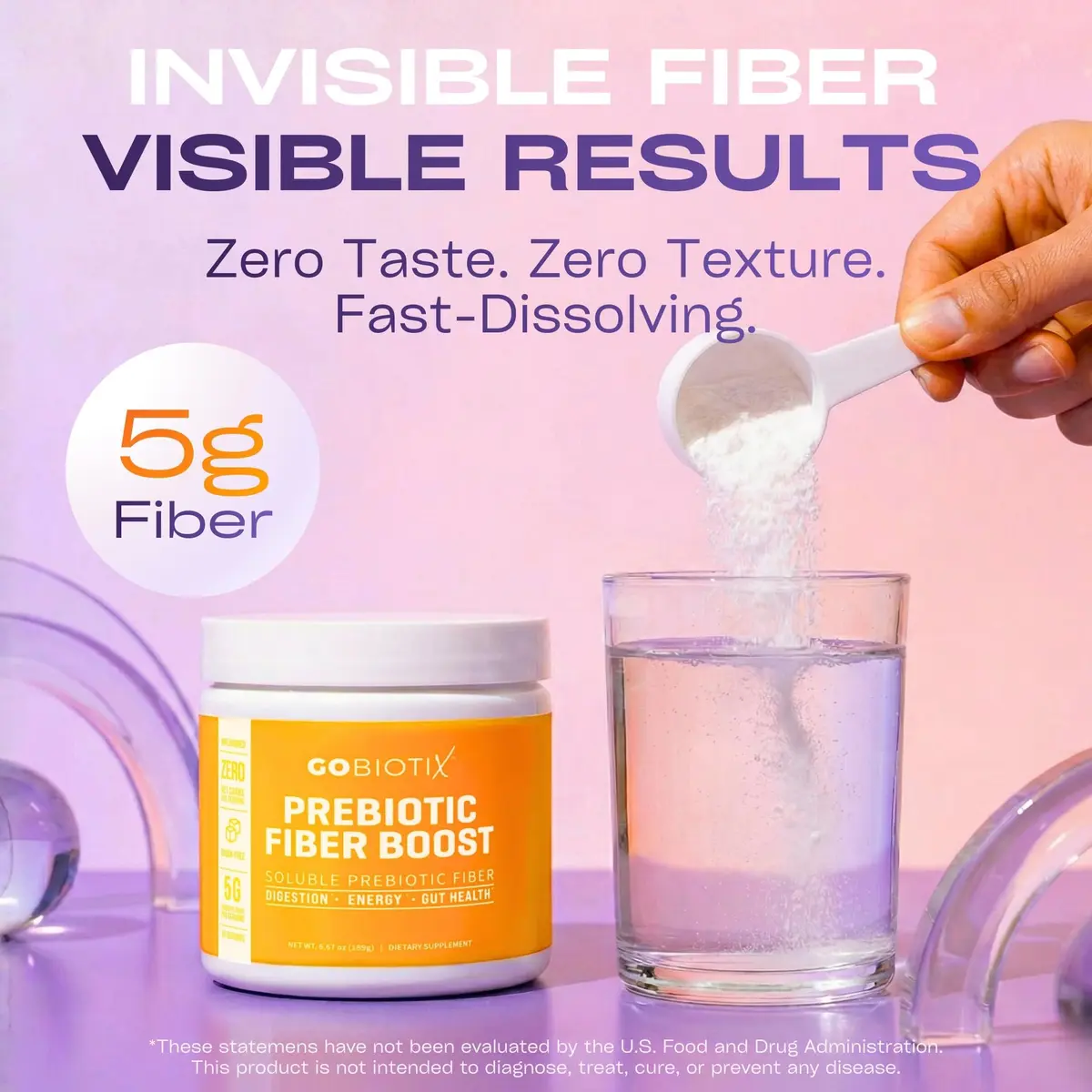 GOBIOTIX Fiber Supplement Powder with Prebiotics for Digestive Health and GLP-1 Support, Soluble Fiber for Gut Health & Debloat, Keto, Vegan, Gluten & Sugar Free, 35 Servings (3 Pack) - view 2