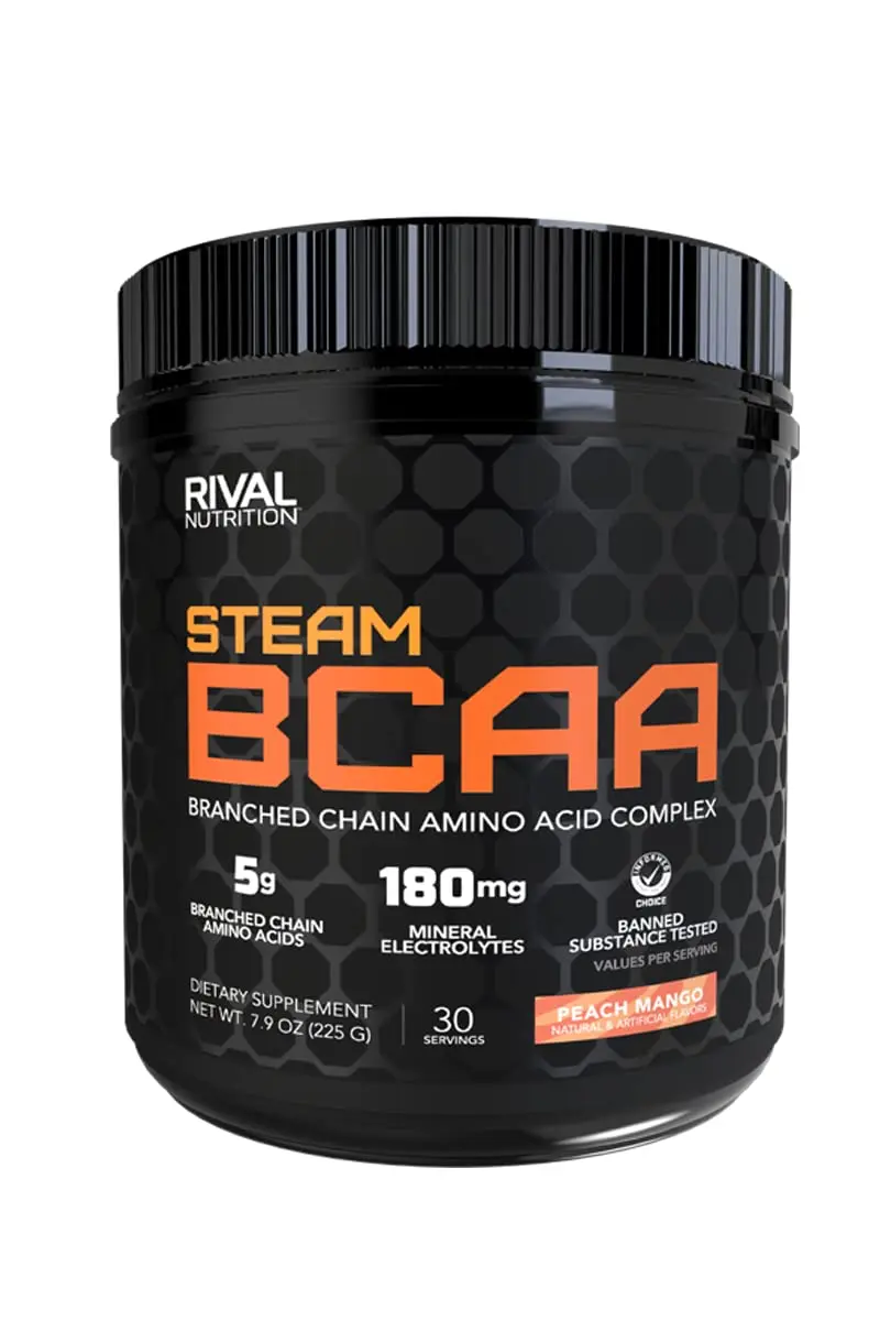 Rival Nutrition Steam BCAA Powder Peach Mango | 30 Servings | 5g BCAAs + Electrolytes for Recovery & Hydration - main product image