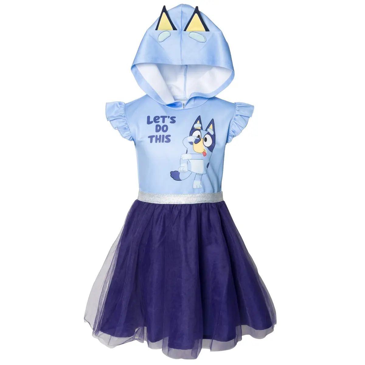 Bluey Little Girls Mesh Cosplay Short Sleeve Dress Blue 5 | Fun Character Costume for Kids - main product image