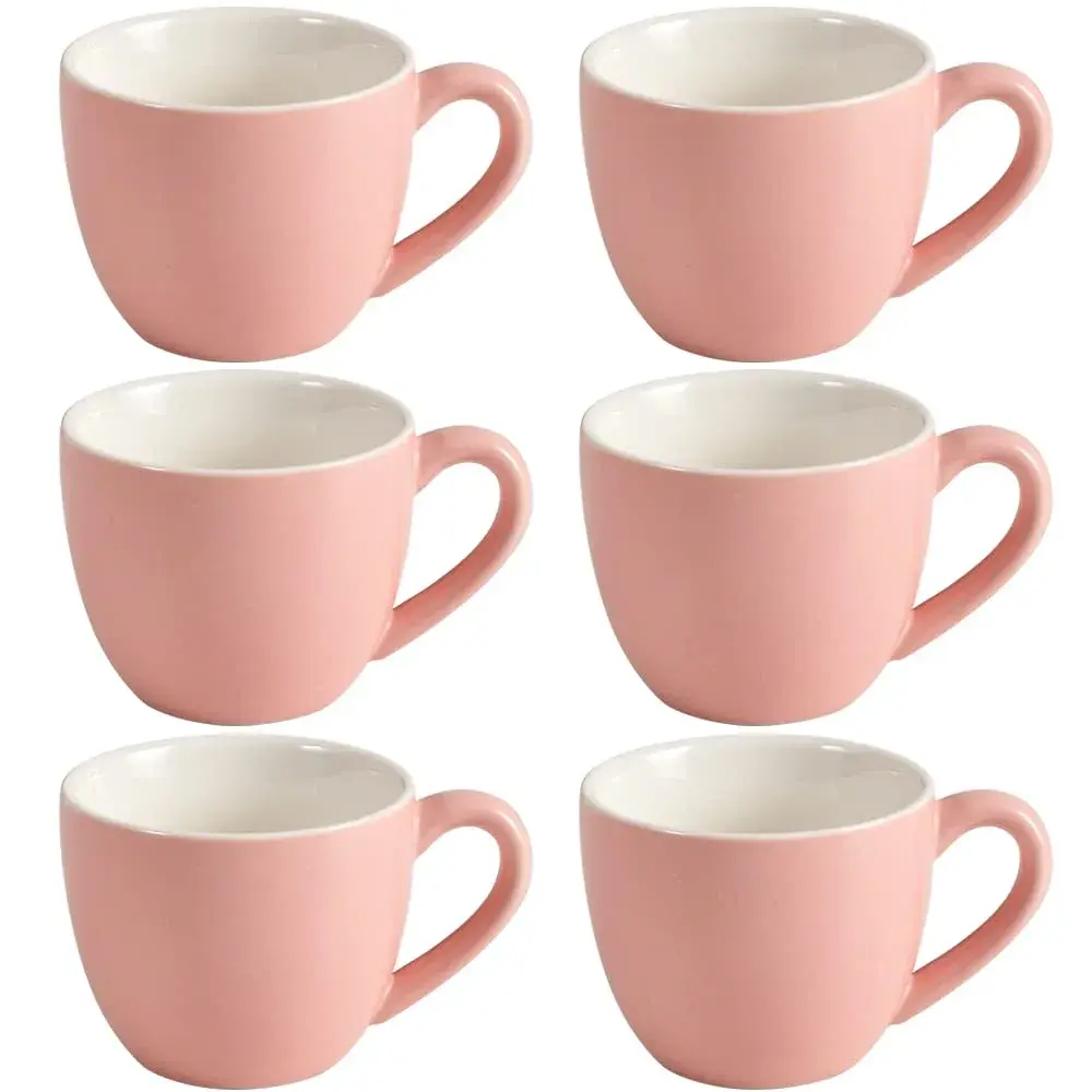 homEdge Mini Porcelain Espresso Cup Set of 6, 90 ml (3 oz) | Vintage Matte Pink - main product image