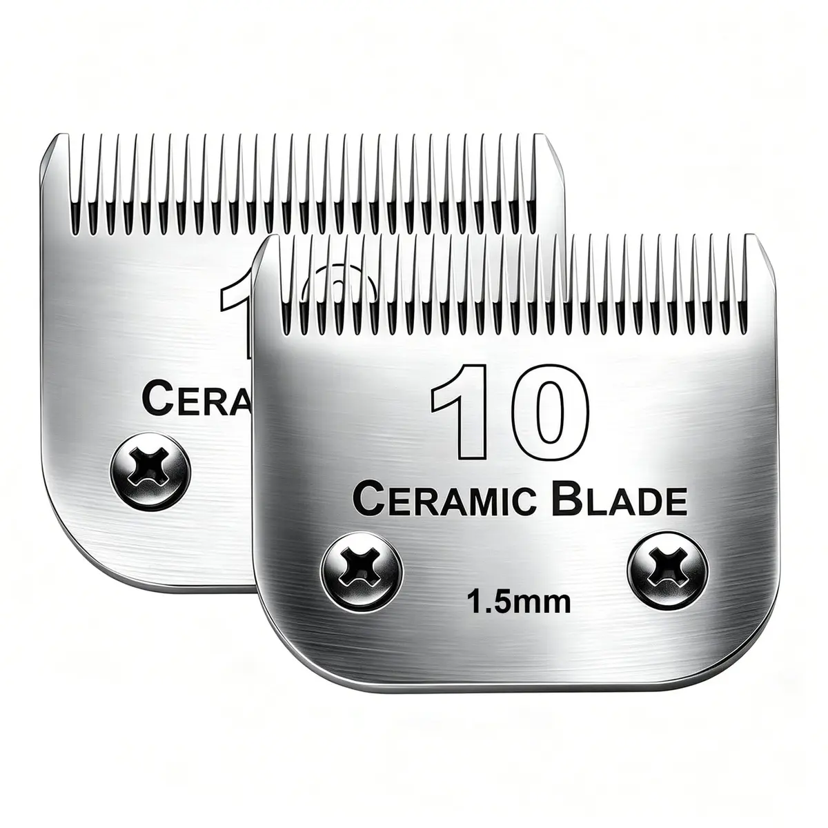 Audoc 2PC #10 Detachable Dog Grooming Clipper Blades 1.5mm (1/16") | Ceramic & Stainless Steel - main product image