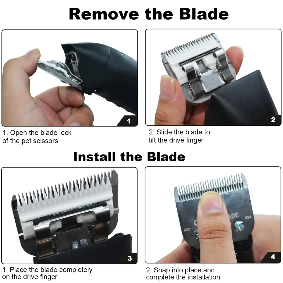 Audoc 2PC #10 Detachable Dog Grooming Clipper Blades 1.5mm (1/16") | Ceramic & Stainless Steel - view 7