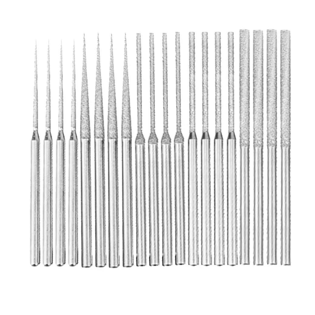 Luo ke 20 Pcs Diamond Mounted Bead Reamer 3mm x 70mm | 5 Shapes for Stone, Glass, Jewelry - main product image