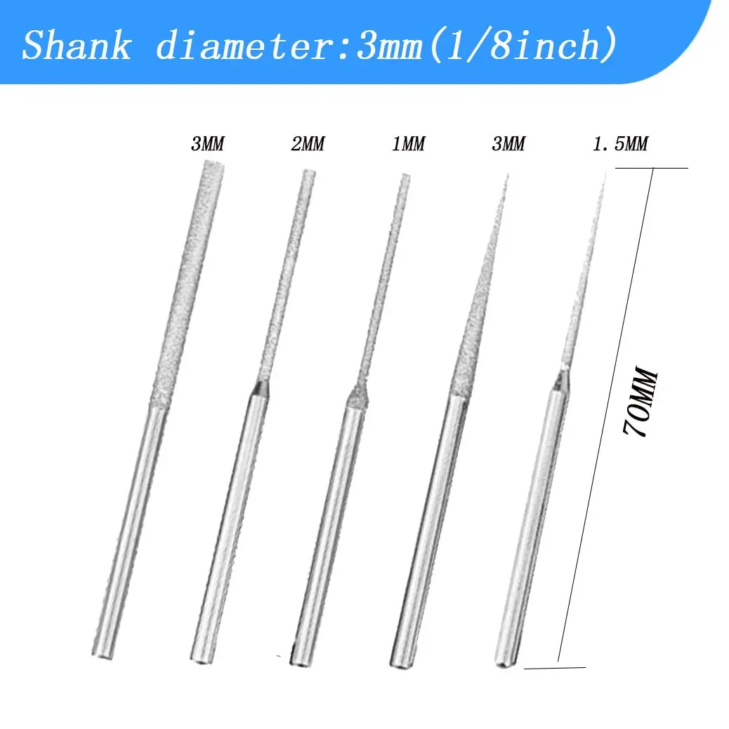Luo ke 20 Pcs Diamond Mounted Bead Reamer 3mm x 70mm | 5 Shapes for Stone, Glass, Jewelry - view 2