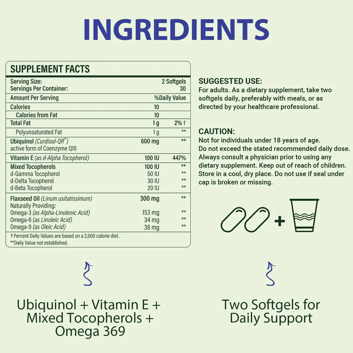 Mistaccy CoQ10 600mg Softgels | High Absorption Ubiquinol Supplement with Vitamin E & Omega 3 & 6 9 | 120 Softgels - view 2