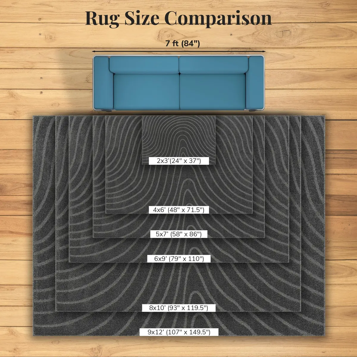 LUXE WEAVERS Modern Geometric Wave Anthracite 9x12 Area Rug | Contemporary Geometric Design with Jute Backing - view 5