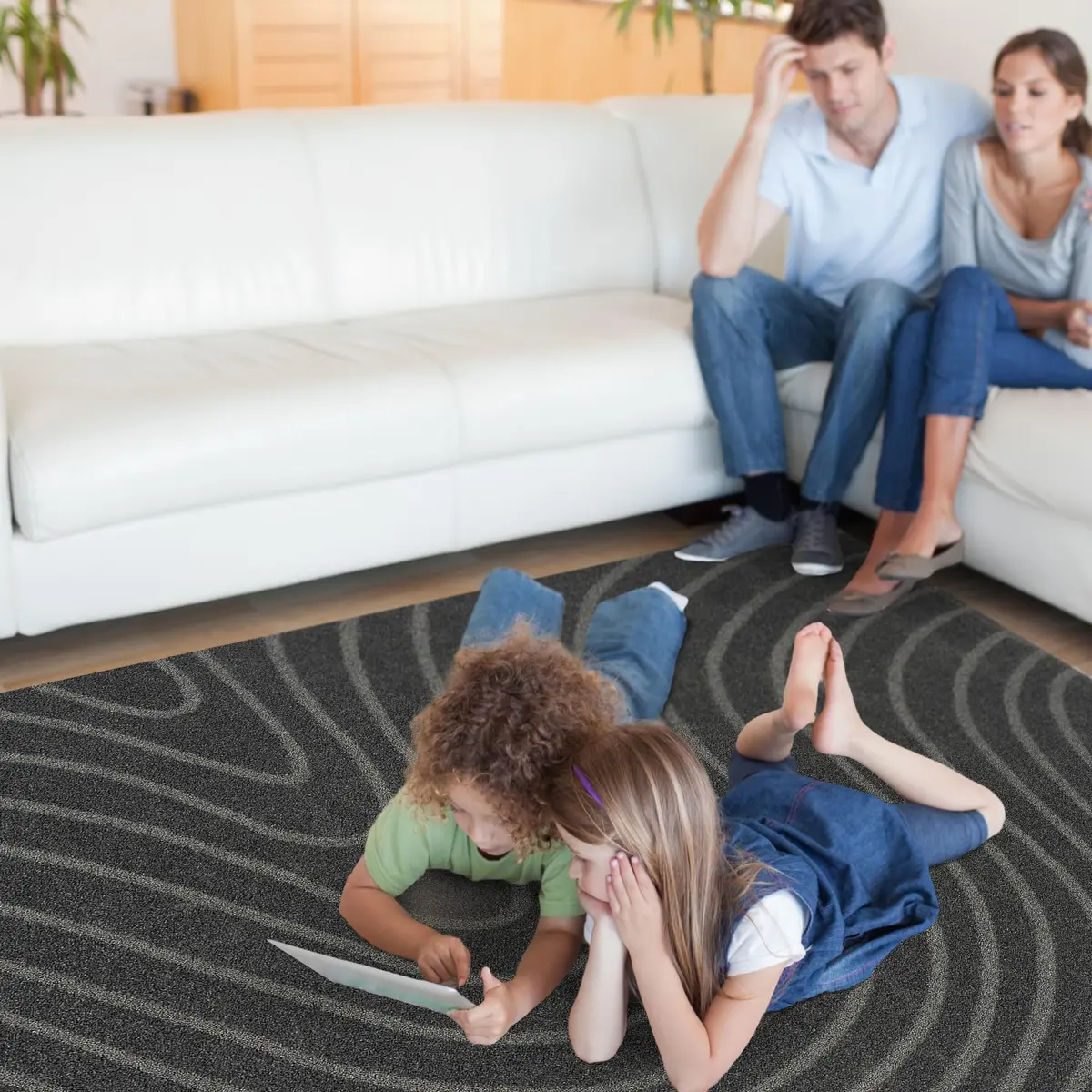 LUXE WEAVERS Modern Geometric Wave Anthracite 9x12 Area Rug | Contemporary Geometric Design with Jute Backing - view 2