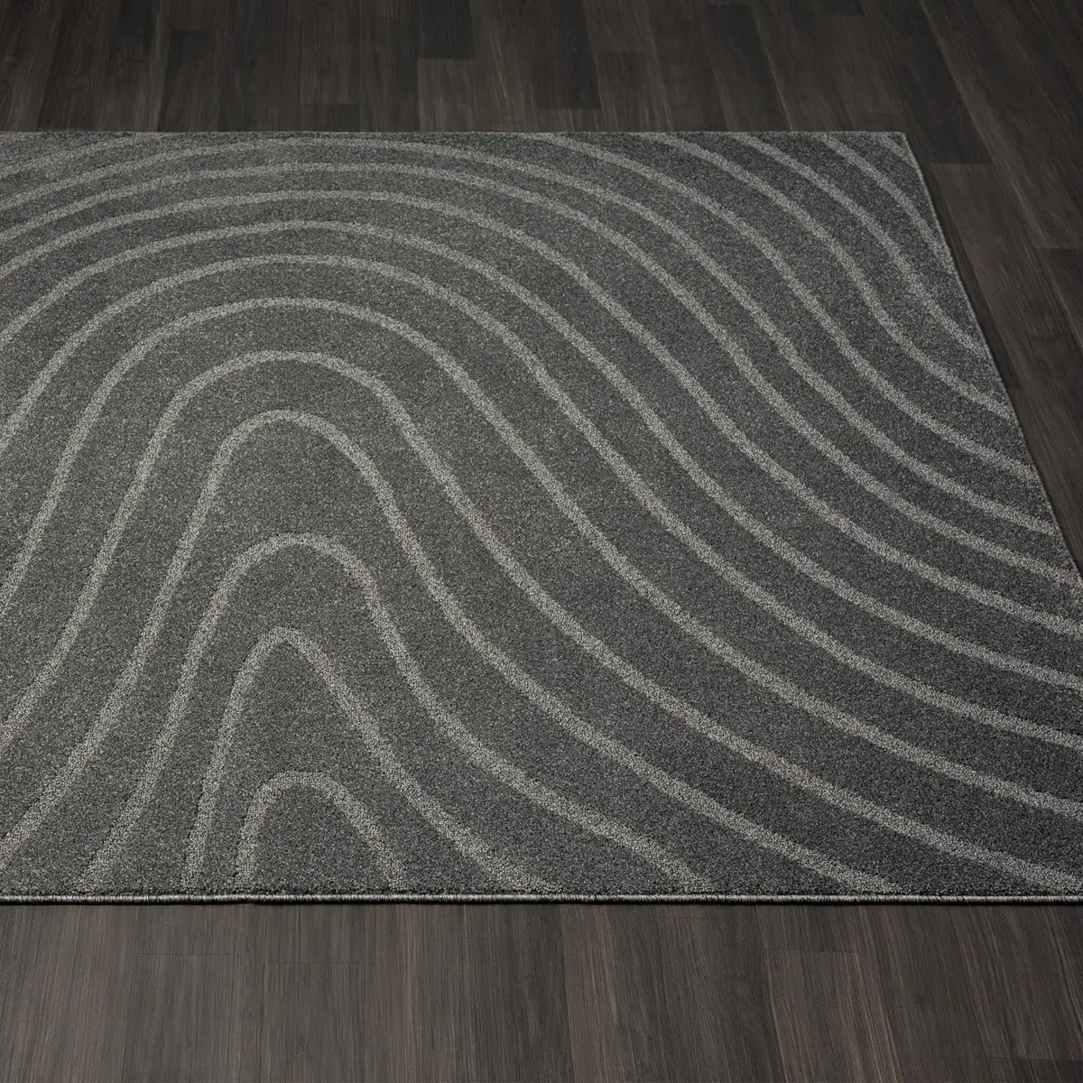 LUXE WEAVERS Modern Geometric Wave Anthracite 9x12 Area Rug | Contemporary Geometric Design with Jute Backing - view 3