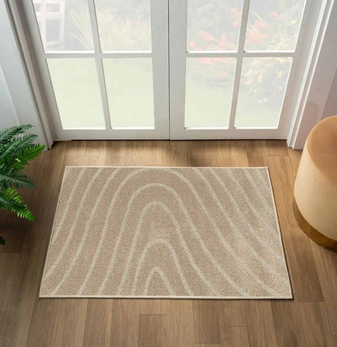 LUXE WEAVERS Modern Geometric Wave Beige 2x3 Area Rug | Contemporary Pattern, Soft Texture, 2' x 3' (0.61m x 0.91m) - main product image