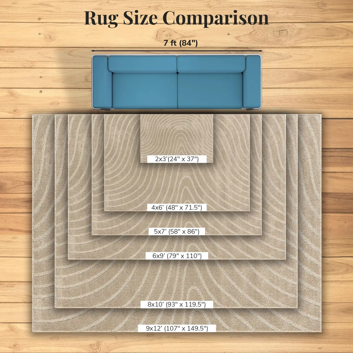 LUXE WEAVERS Modern Geometric Wave Beige 2x3 Area Rug | Contemporary Pattern, Soft Texture, 2' x 3' (0.61m x 0.91m) - view 5
