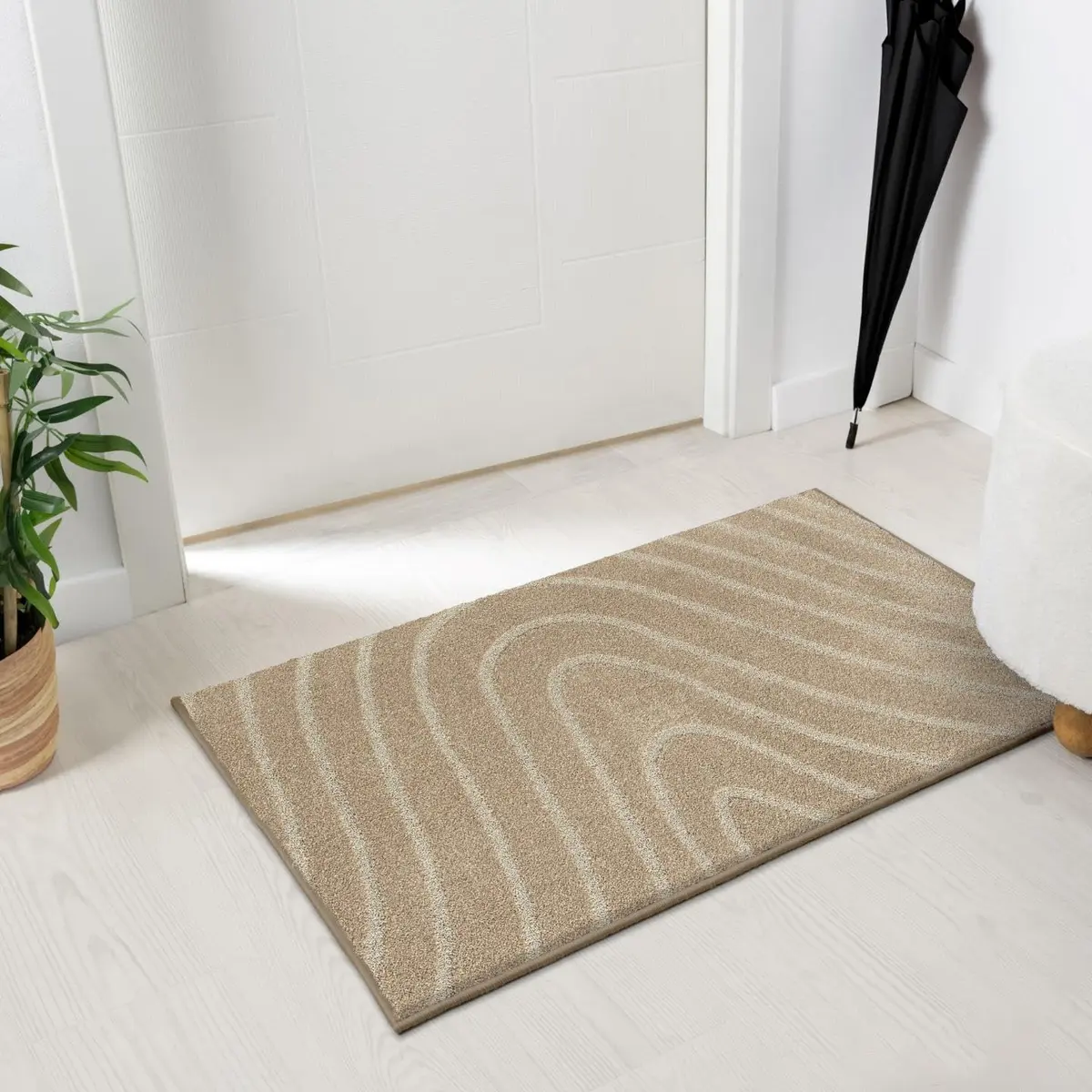 LUXE WEAVERS Modern Geometric Wave Beige 2x3 Area Rug | Contemporary Pattern, Soft Texture, 2' x 3' (0.61m x 0.91m) - view 7