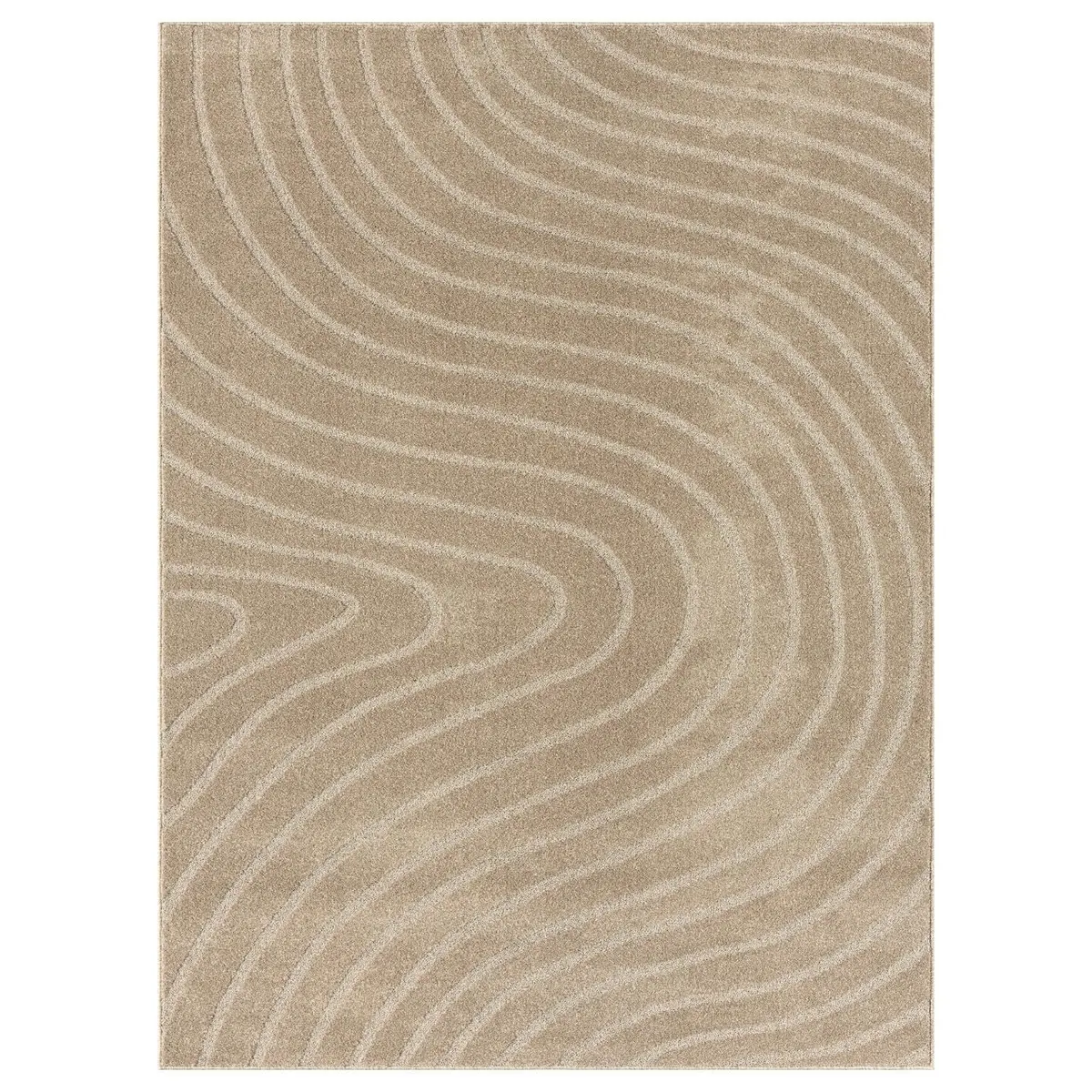 LUXE WEAVERS Modern Geometric Wave Beige 2x3 Area Rug | Contemporary Pattern, Soft Texture, 2' x 3' (0.61m x 0.91m) - view 9