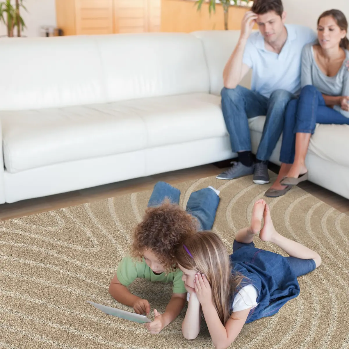 LUXE WEAVERS Modern Geometric Wave Beige 2x3 Area Rug | Contemporary Pattern, Soft Texture, 2' x 3' (0.61m x 0.91m) - view 2
