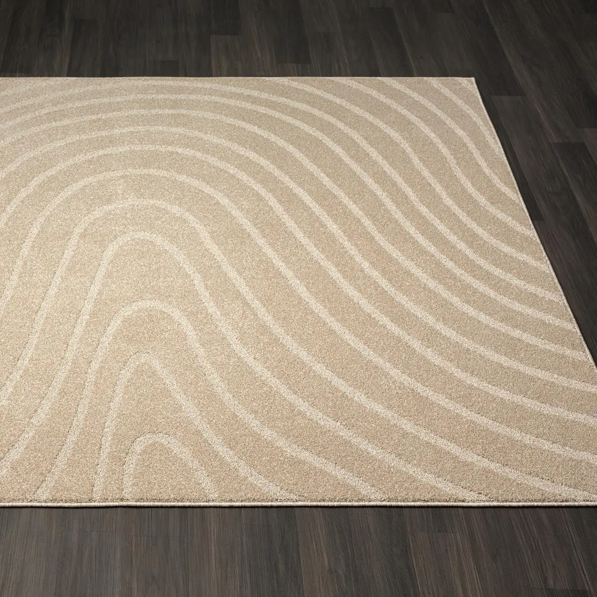 LUXE WEAVERS Modern Geometric Wave Beige 2x3 Area Rug | Contemporary Pattern, Soft Texture, 2' x 3' (0.61m x 0.91m) - view 3