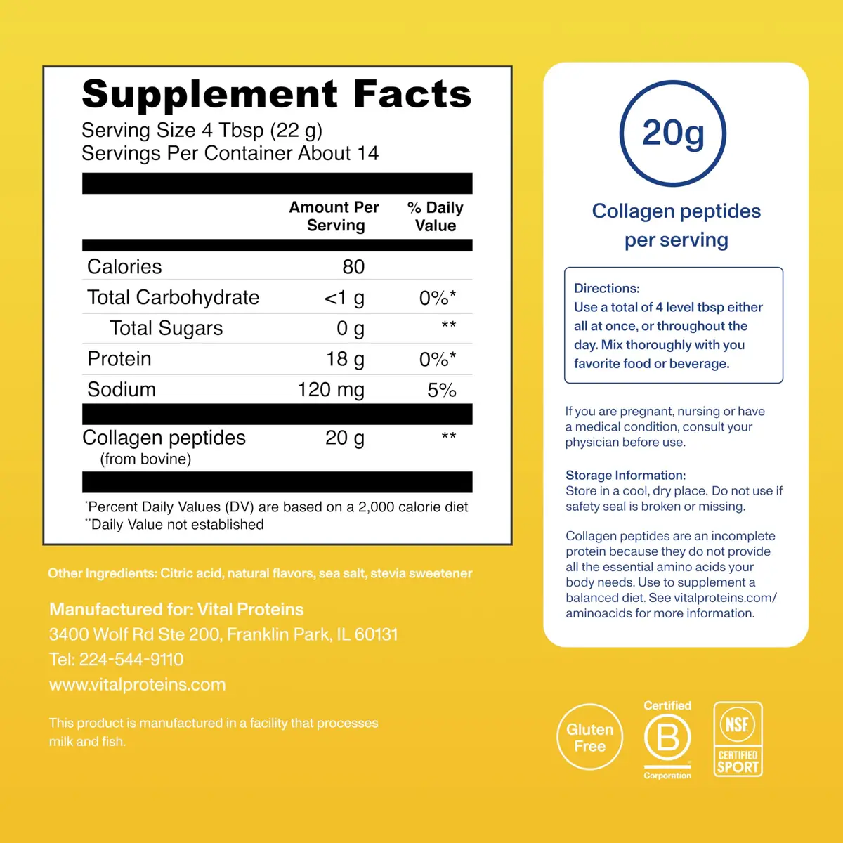 Vital Proteins Collagen Peptides Powder Lemon 11oz (312g) | Supports Hair, Skin, Joints & Bones - view 6