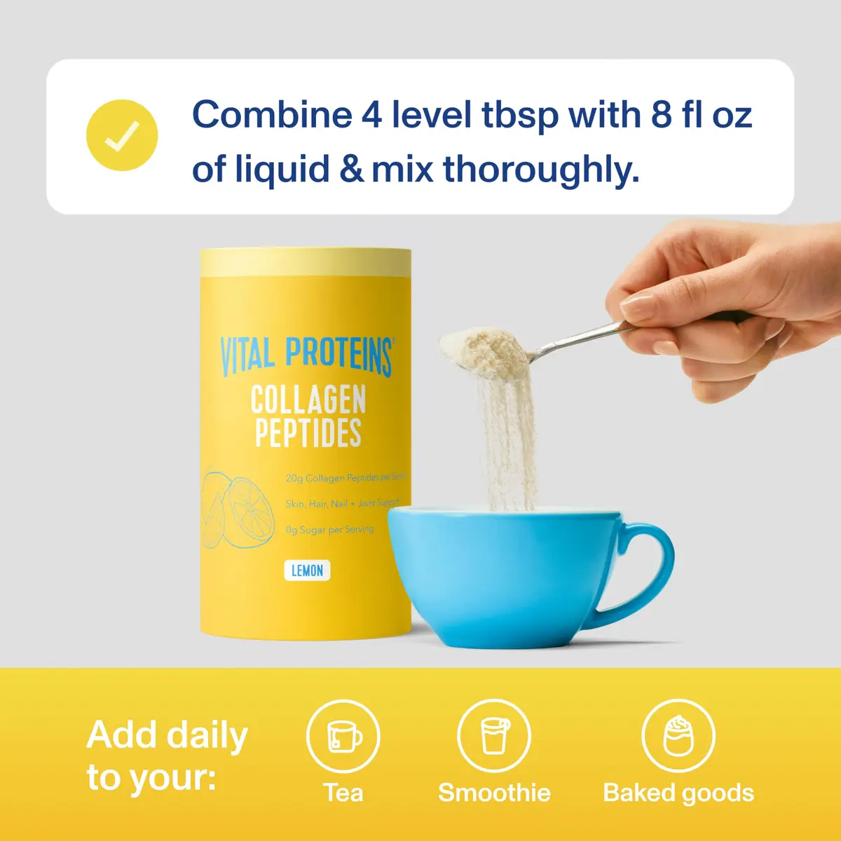 Vital Proteins Collagen Peptides Powder Lemon 11oz (312g) | Supports Hair, Skin, Joints & Bones - view 8