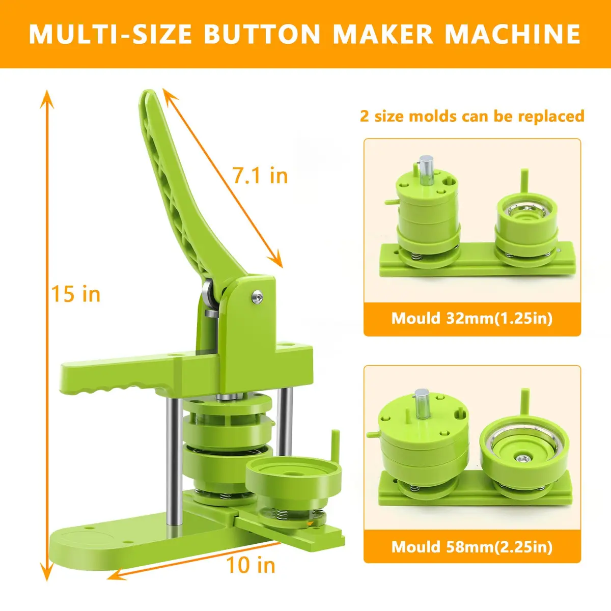 MK.Bear Button Maker Machine - Multiple Sizes 1.25in+2.25in | DIY Button Kit for Gifts & Crafts - view 3