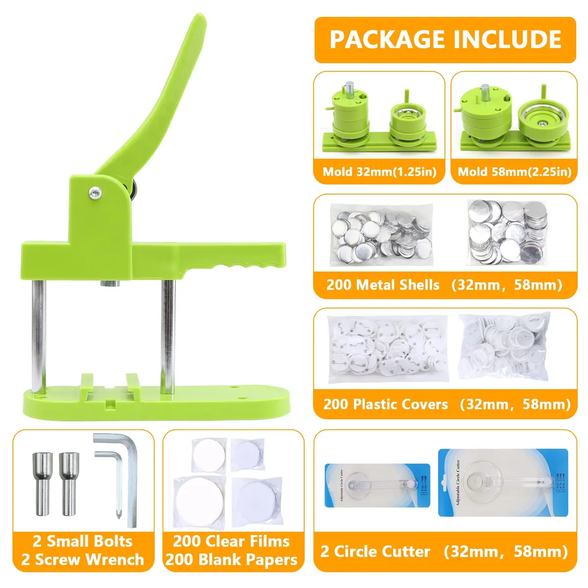 MK.Bear Button Maker Machine - Multiple Sizes 1.25in+2.25in | DIY Button Kit for Gifts & Crafts - view 4
