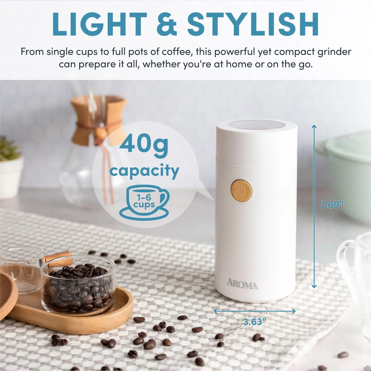 Aroma Housewares Mini Electric Coffee Grinder 40g (1.4 oz) | Fast Grinding for Coffee Beans, Spices, Herbs - view 5