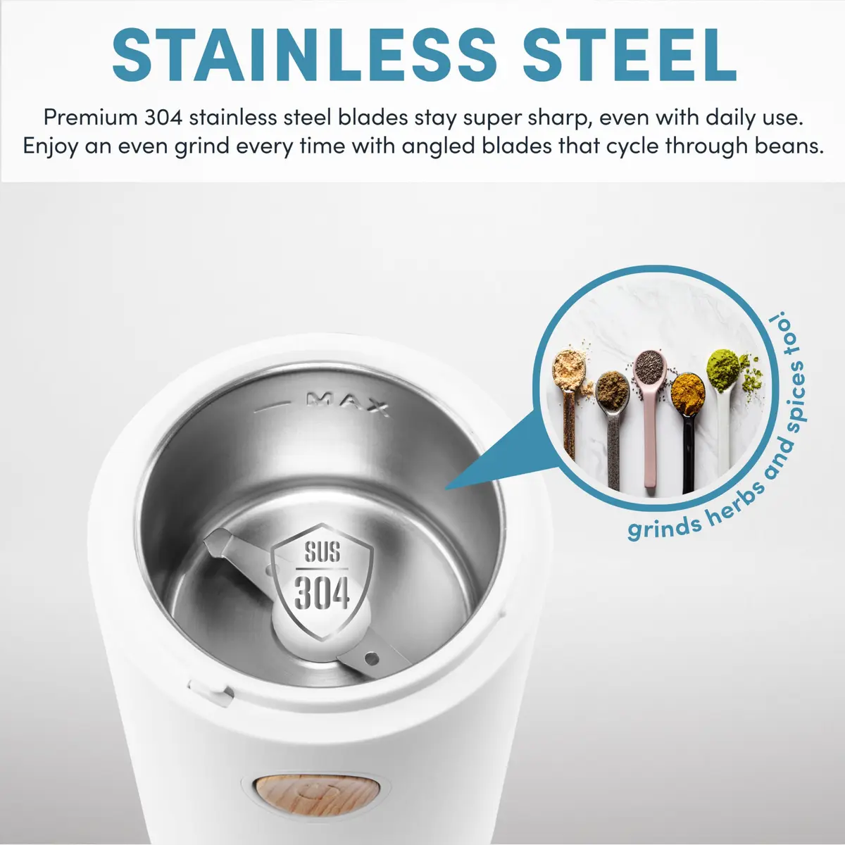 Aroma Housewares Mini Electric Coffee Grinder 40g (1.4 oz) | Fast Grinding for Coffee Beans, Spices, Herbs - view 2