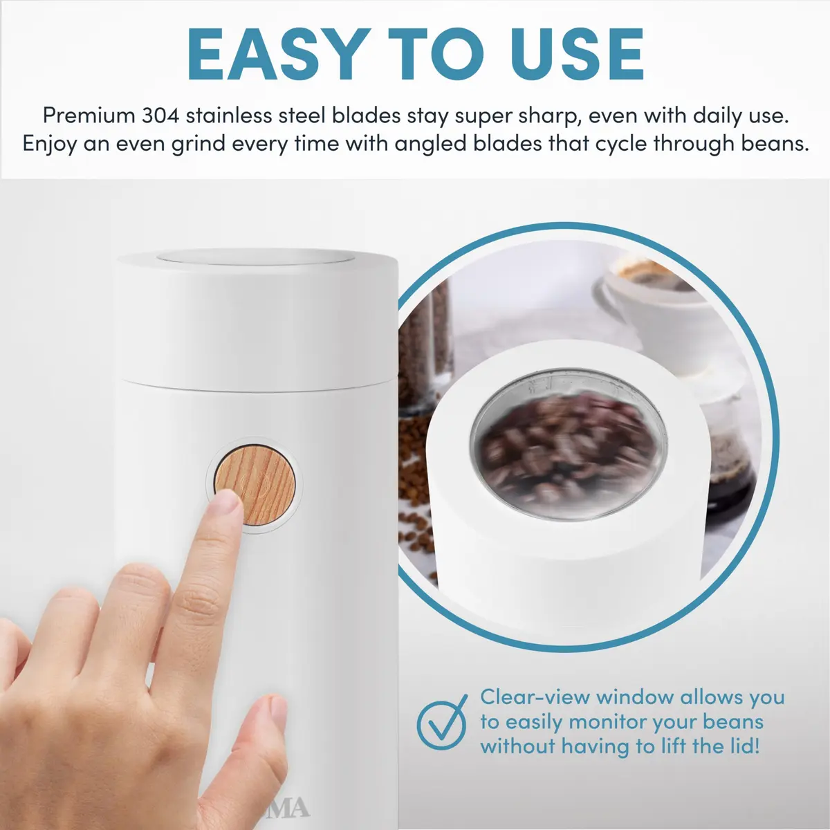 Aroma Housewares Mini Electric Coffee Grinder 40g (1.4 oz) | Fast Grinding for Coffee Beans, Spices, Herbs - view 3